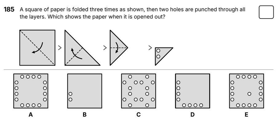 Question 185 from the book: paper folding.