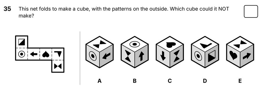 Question 35 from the book: cube nets.