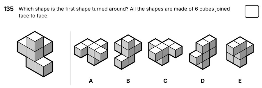 Question 135 from the book: turning 3d shapes.