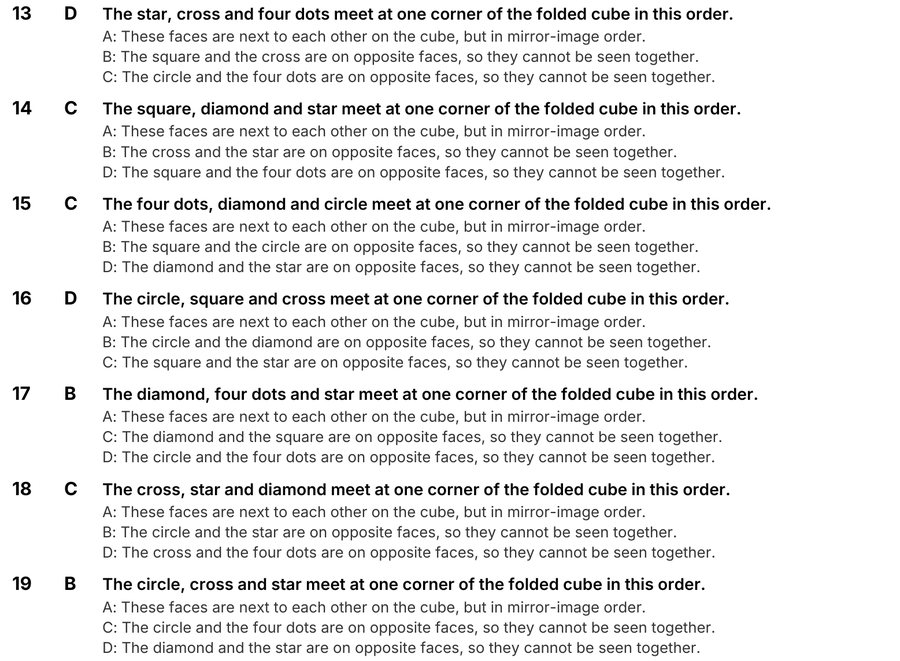 Part of an explanations page: each answer with the reason it is right and why each other option is wrong.