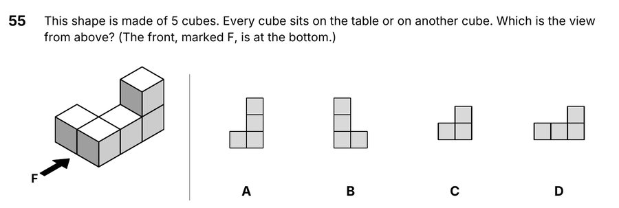 Question 55 from the book: views of 3d shapes.
